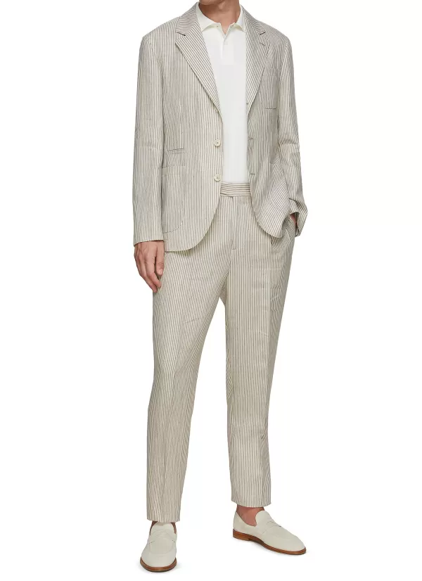 Suits>BRUNELLO CUCINELLI Striped Linen Wool Suit