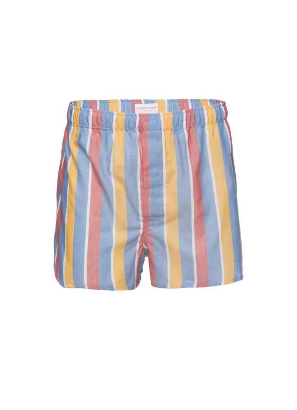 Underwear>DEREK ROSE Striped Magnetic Fly Cotton Boxers