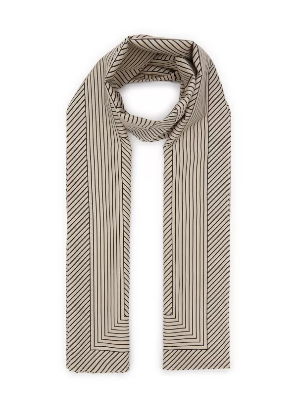 Scarves & Wraps>TOTEME Striped Monogram Cotton Silk Saarong