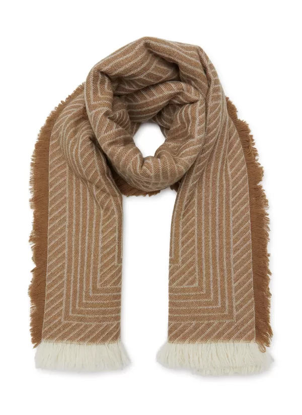 Scarves & Wraps>TOTEME Striped Monogram Wool Scarf