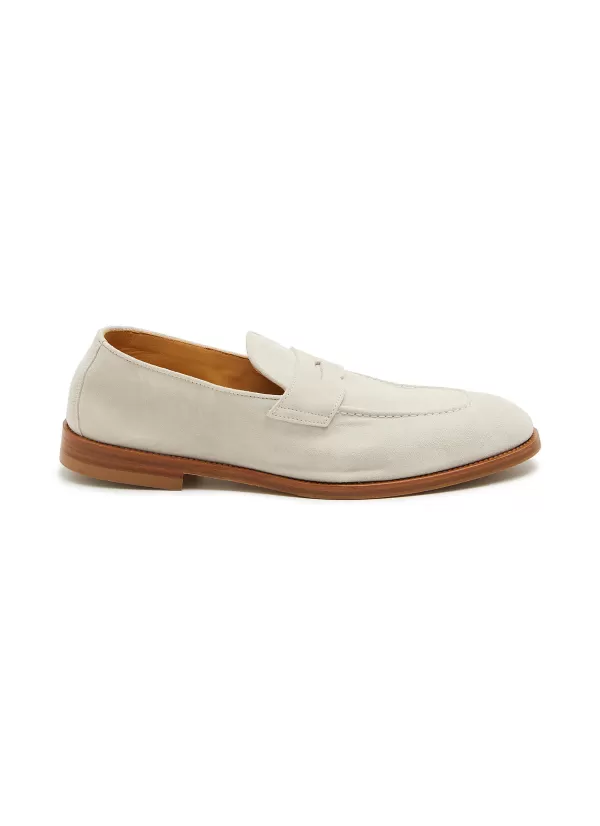 Flats>BRUNELLO CUCINELLI Suede Penny Loafers