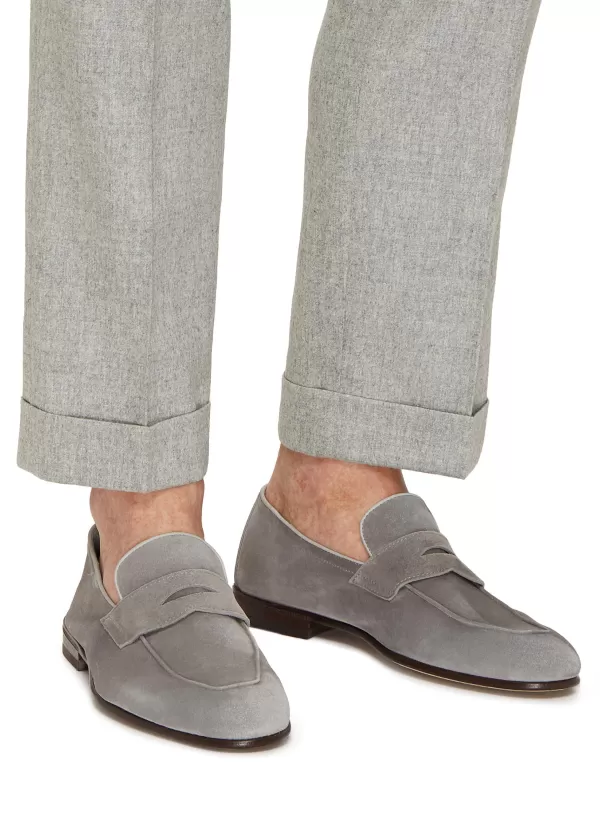 Flats>BRUNELLO CUCINELLI Suede Penny Loafers