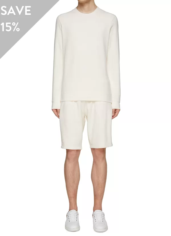 Pullovers & Hoodies>* Sunspel Twin SetAll-White Long-Sleeved T-Shirt & Drawstring Shorts