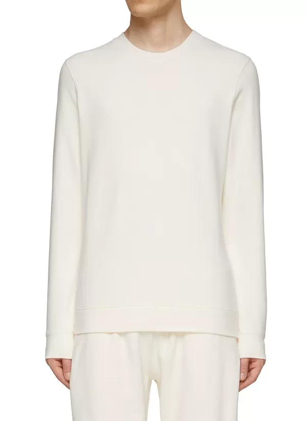 Pullovers & Hoodies>* Sunspel Twin SetAll-White Long-Sleeved T-Shirt & Drawstring Shorts