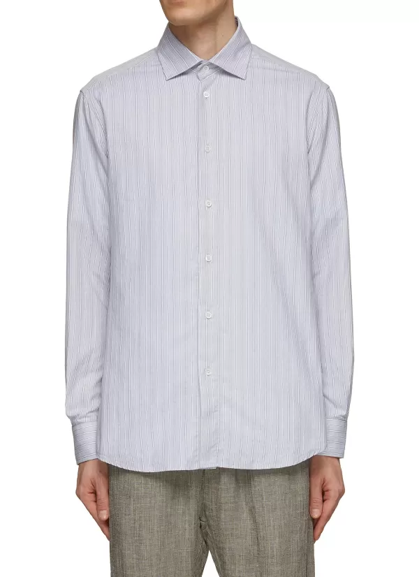 Shirts>BARENA Surian Striped Cotton Shirt