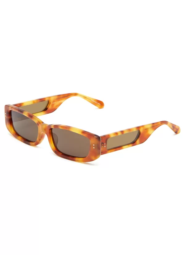 Eyewear>LINDA FARROW Talia Acetate Rectangular Sunglasses