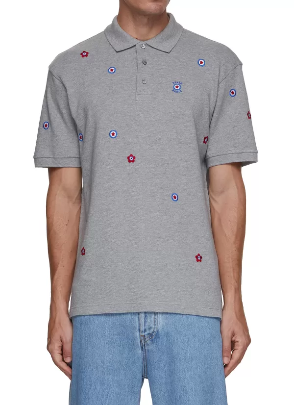 Polos>KENZO Target All Over Embroidered Polo Shirt