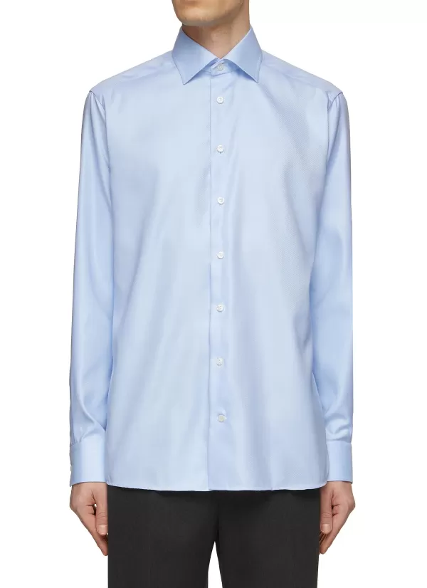 Shirts>ETON Textured Twill Cotton Shirt