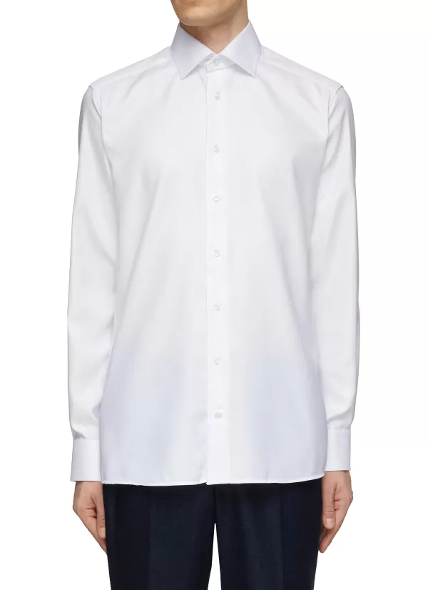 Shirts>ETON Textured Twill Cotton Shirt