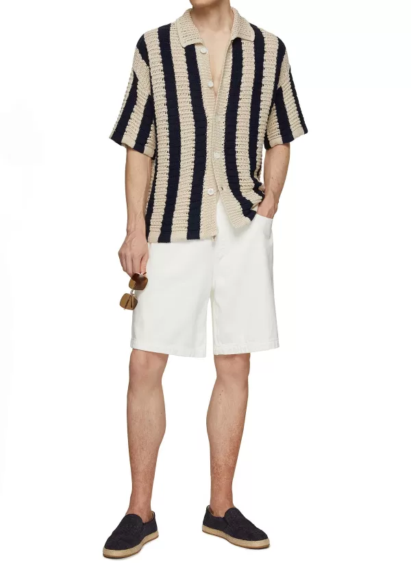 Shirts>ORLEBAR BROWN Thomas Short Sleeve Stripe Crochet Shirt