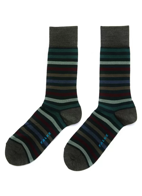 Socks>FALKE Tinted Stripe Cotton Blend Crew Socks