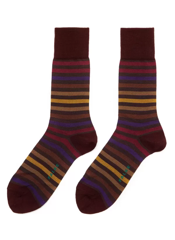 Socks>FALKE Tinted Stripe Cotton Blend Crew Socks