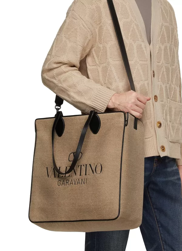 Tote Bags>VALENTINO Toile Iconographe Wool Shopping Bag