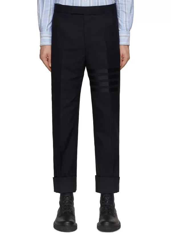 Pants>THOM BROWNE Tonal 4 Bar Tailored Wool Pants