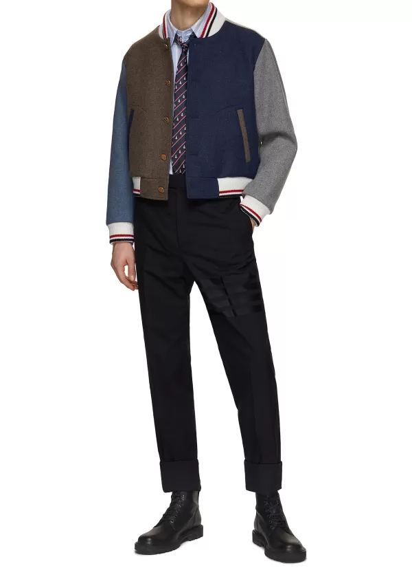 Pants>THOM BROWNE Tonal 4 Bar Tailored Wool Pants