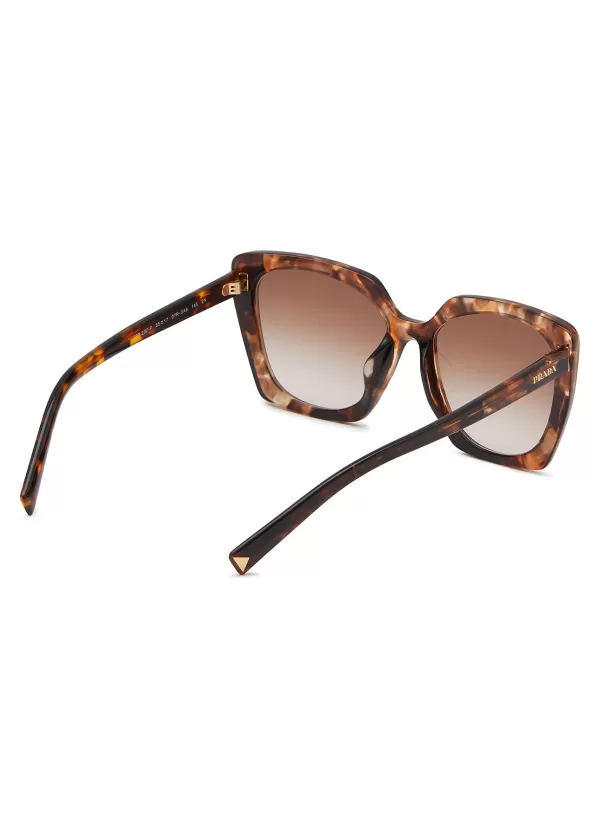 Eyewear>PRADA Tortoiseshell Effect Acetate Square Sunglasses