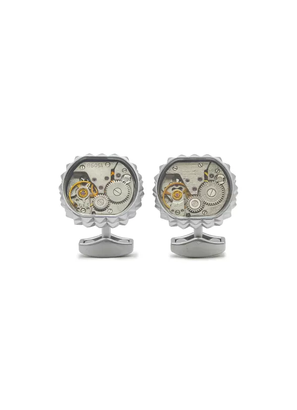 Cufflinks>TATEOSSIAN Tourbillon Studded Rhodium Cufflinks