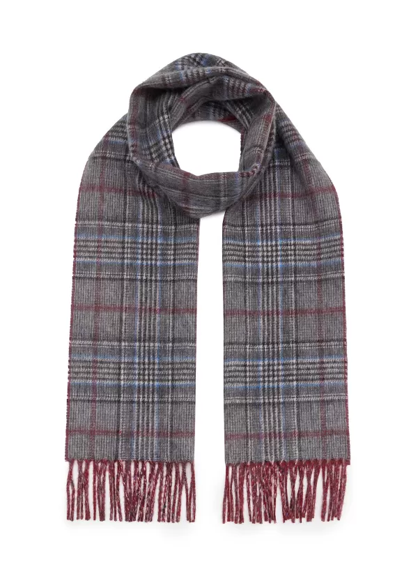 Scarves>JOHNSTONS OF ELGIN Traditional Chequered Reversible Cashmere Scarf