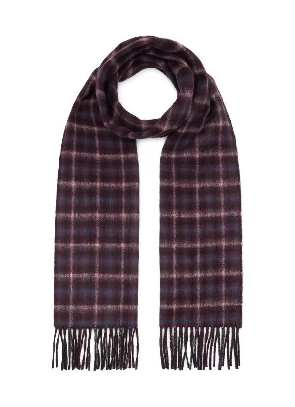 Scarves>JOHNSTONS OF ELGIN Traditional Chequered Reversible Cashmere Scarf