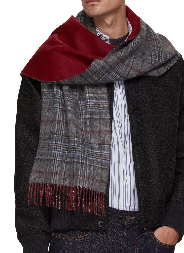 Scarves>JOHNSTONS OF ELGIN Traditional Chequered Reversible Cashmere Scarf