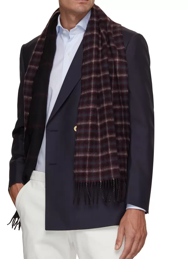 Scarves>JOHNSTONS OF ELGIN Traditional Chequered Reversible Cashmere Scarf