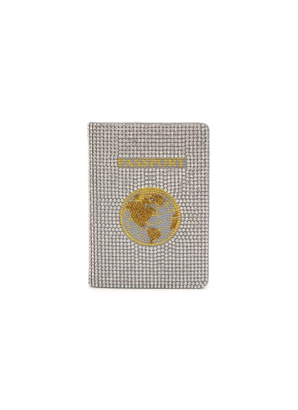 Small Leather Goods>JUDITH LEIBER Traveler Passport Holder — Silver