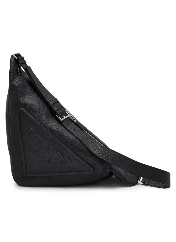 Crossbody>PRADA Triangle Grained Leather Bag