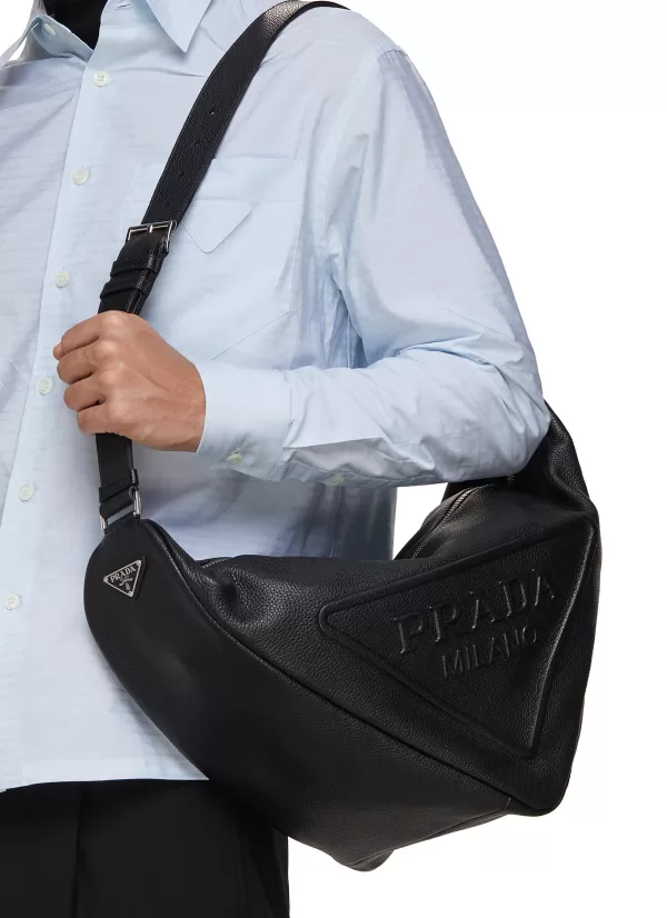 Crossbody>PRADA Triangle Grained Leather Bag