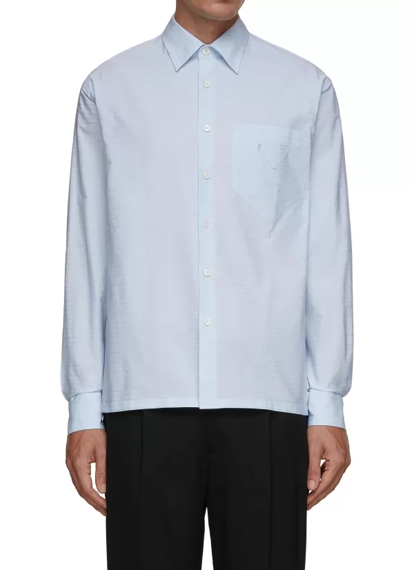 Shirts>PRADA Triangular Logo Chest Pocket Shirt