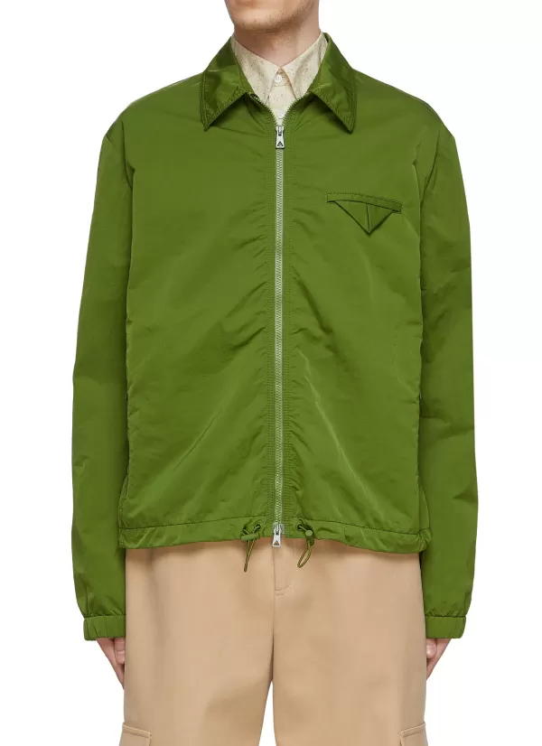 Jackets>BOTTEGA VENETA Triangular Pocket Detailing Nylon Windbreaker