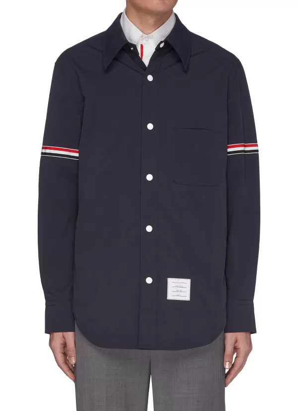 Shirts>THOM BROWNE Tricolour Armband Shirt Jacket