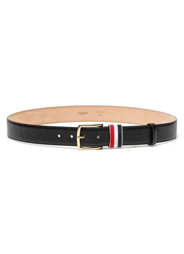 Belts>THOM BROWNE Tricolour Loop Pebble Grain Leather Belt