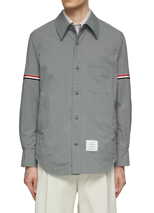 Shirts>THOM BROWNE Tricoloured Armband Nylon Shirt Jacket