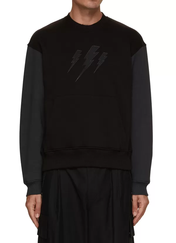 Pullovers & Hoodies>NEIL BARRETT Triple Bolt Raglan Sweatshirt