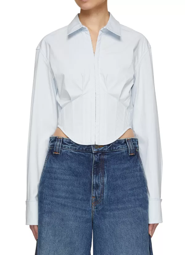 Tops>DION LEE Tuxedo Corset Shirt