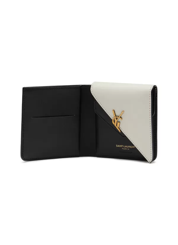 Small Leather Goods>SAINT LAURENT Two Toned Calfskin Leather Fold Wallet