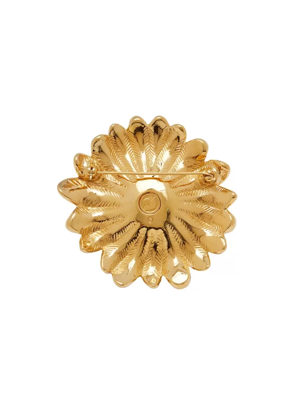 Vintage Accessories>* Unsigned Gold Tone Swarovski Crystals Brooch