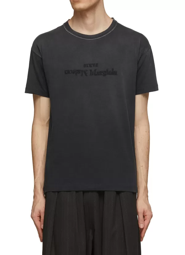 T-Shirts>MAISON MARGIELA Upside Down Logo Crewneck T-Shirt