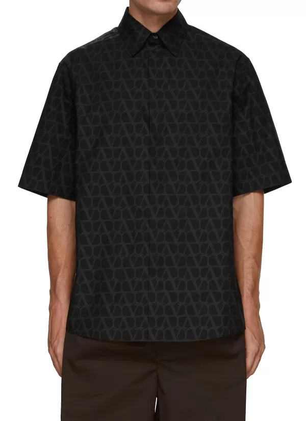 Shirts>VALENTINO V Monogram Short Sleeve Shirt