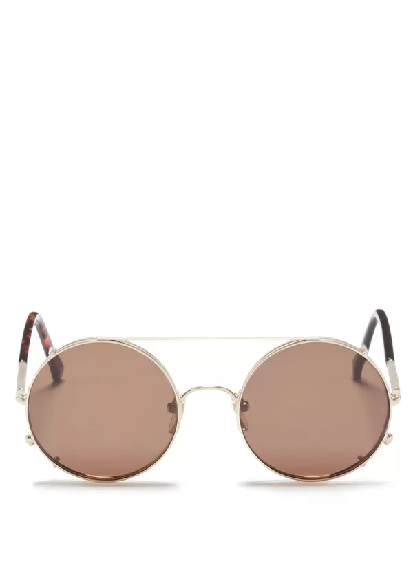 Eyewear>SUNDAY SOMEWHERE Valentine' Clip-On Wire Rim Round Sunglasses