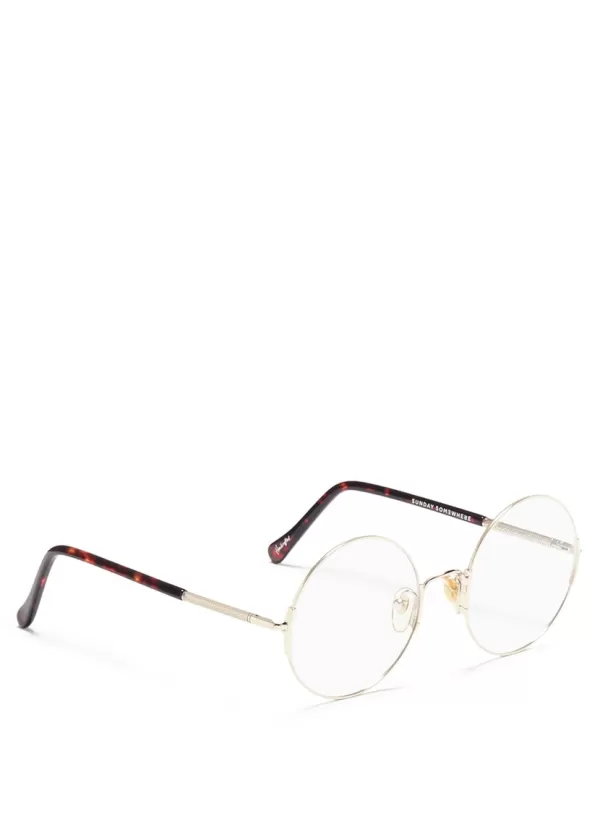 Eyewear>SUNDAY SOMEWHERE Valentine' Clip-On Wire Rim Round Sunglasses