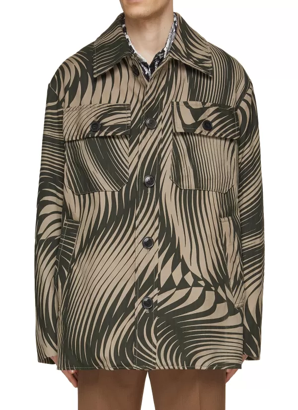 Jackets>DRIES VAN NOTEN Valko Oversized Swirl Printed Jacket