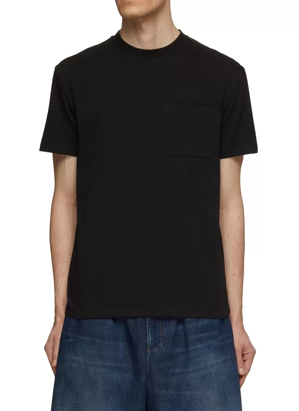 T-Shirts>VALENTINO V-Detail Pocket Crewneck T-Shirt