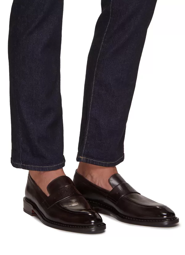 Flats>TESTONI Venezia Leather Loafers