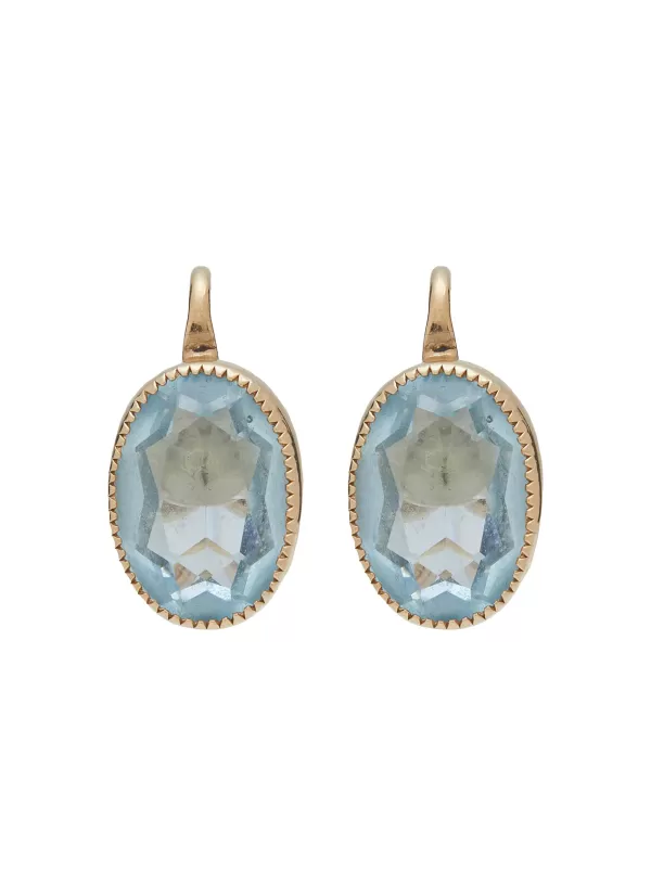 Vintage Accessories>* Vintage 12K Gold Aquamarine Drop Clip On Earrings