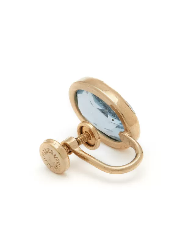 Vintage Accessories>* Vintage 12K Gold Aquamarine Drop Clip On Earrings