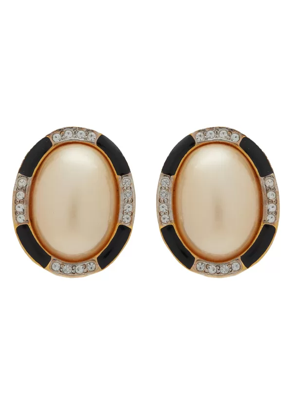 Vintage Accessories>* Vintage Carolee Gold Tone Faux Pearl Clip On Earrings