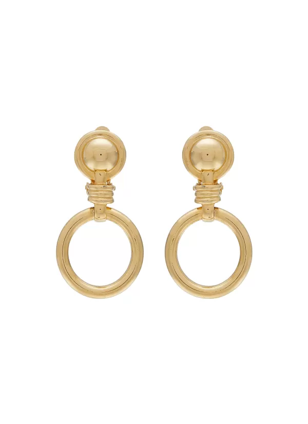 Vintage Accessories>* Vintage Krementz Gold Tone Front Facing Hoops Clip On Earrings