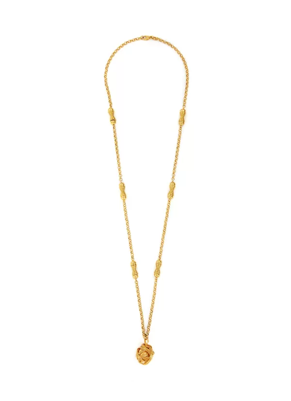 Vintage Accessories>* Vintage Monet Gold Tone Dangling Ball Long Necklace
