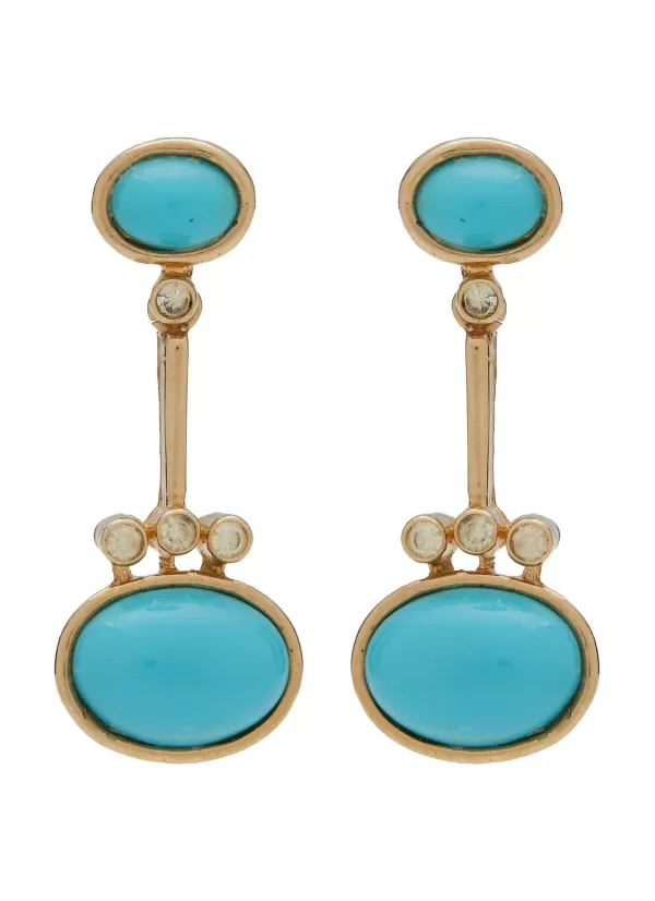 Vintage Accessories>* Vintage Panetta Gold Tone Faux Turquoise Earrings